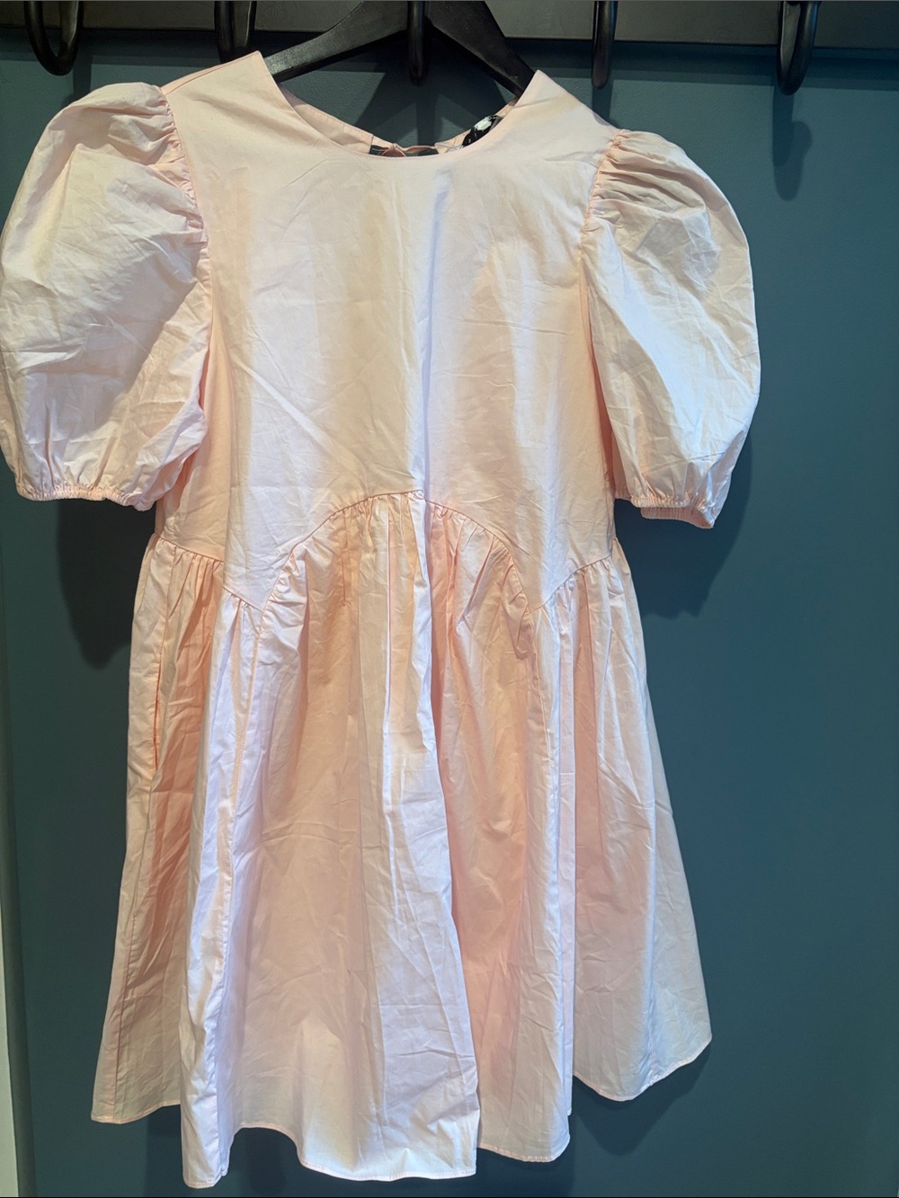 English Factory XS Light Pink Puff Sleeve Babydoll Dress